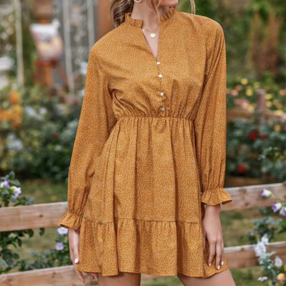 Mustard Polkadot Dress - Picture 7 of 13